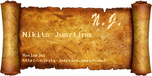 Nikits Jusztina névjegykártya